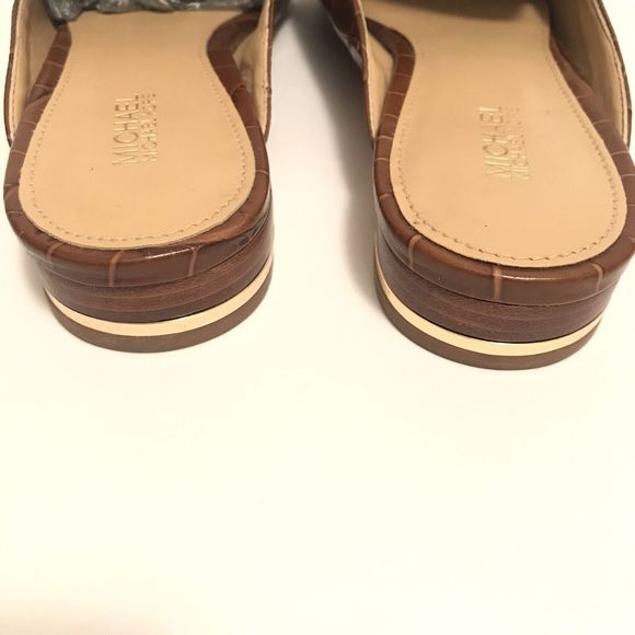 MICHAEL KORS VC17D NATASHA SLIDE LEATHER MAHOGANY BROWN CROC LOAFERS SIZE 6M - Picture 6 of 7